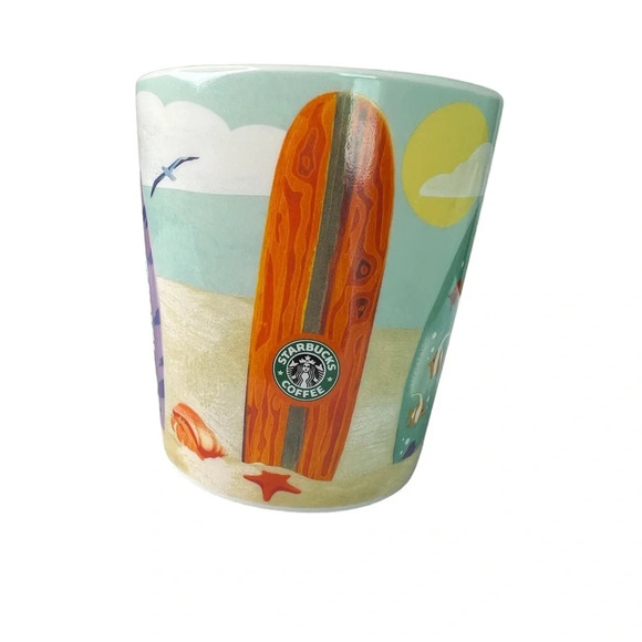 Starbucks Hawaii 2010 Bone China Coffee Tea Mug Cup Surf Boards Shark Ocean - Picture 3 of 9